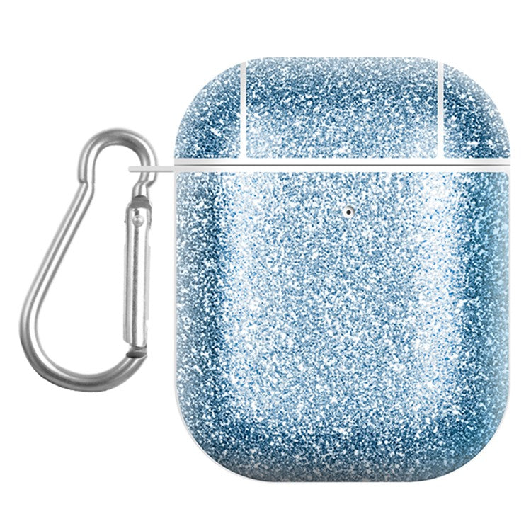 For Apple AirPods with Charging Case (2016) / (2019) / AirPods with Wireless Charging Case (2019) Glitter TPU+PU Case Earbuds Cover - Blue