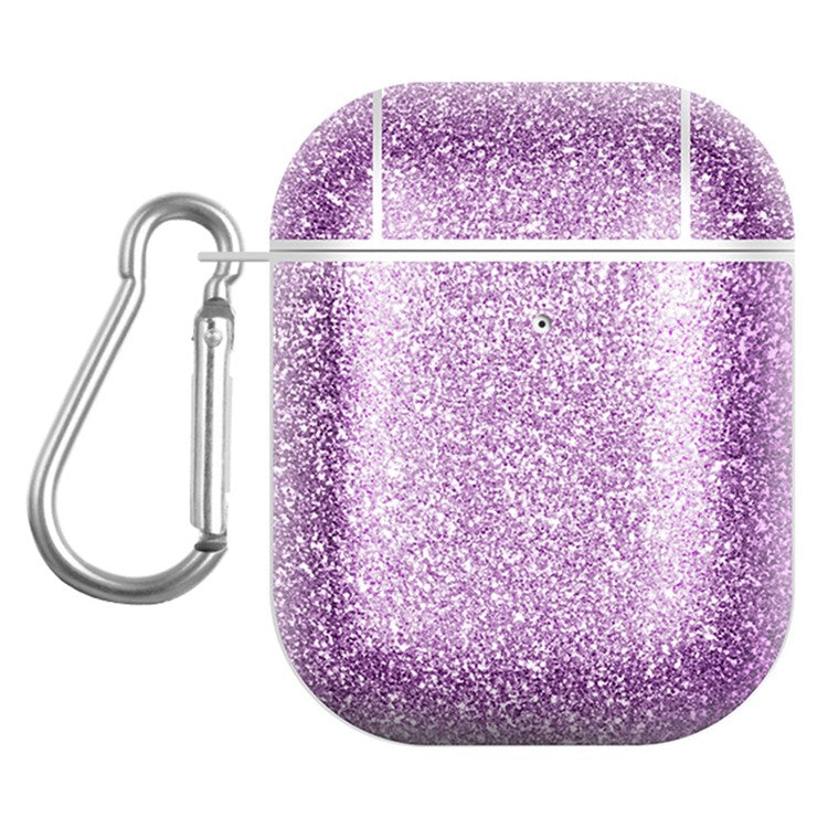 For Apple AirPods with Charging Case (2016) / (2019) / AirPods with Wireless Charging Case (2019) Glitter TPU+PU Case Earbuds Cover - Purple