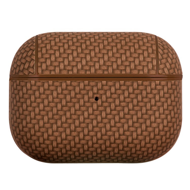 For Apple AirPods Pro (Gen 2) (USB-C) / Pro 2 Earphone Case PU Leather Coated PC Earbud Anti-drop Cover with Carabiner - Brown