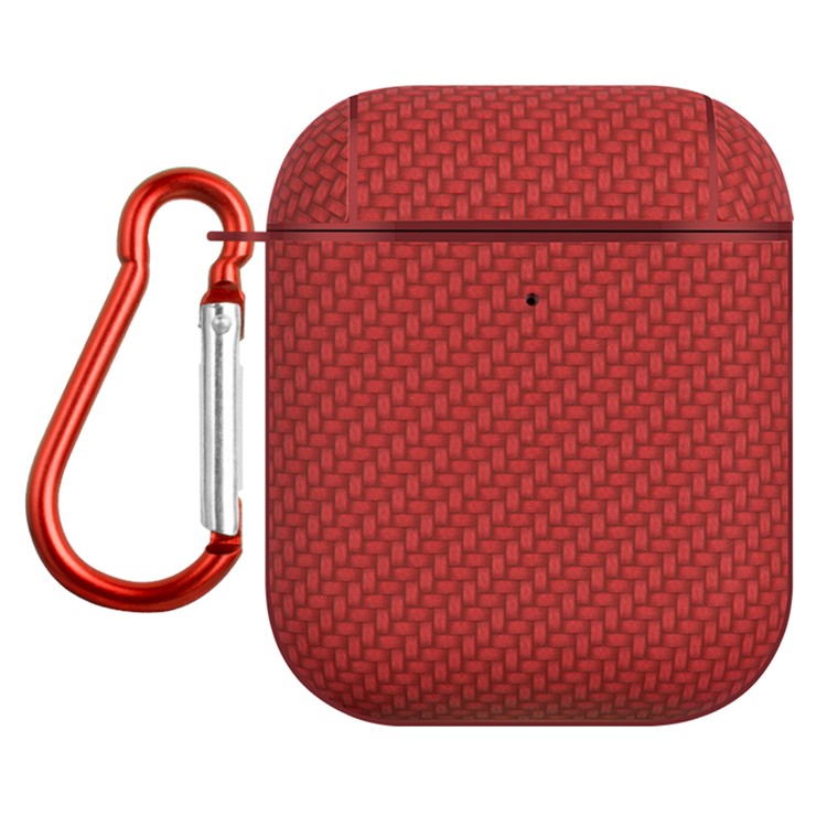 Earphone Case for Apple AirPods with Charging Case (2016) / (2019) / AirPods with Wireless Charging Case (2019) Leather Coated PC Cover - Red