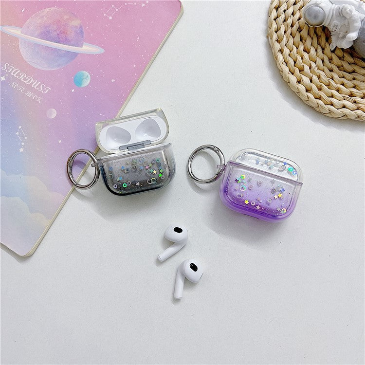 For Apple AirPods 3 Bluetooth Earphone PC Protective Cover Cute Glitter Anti-drop Case - Rose