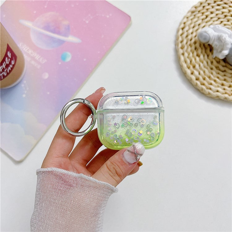 For Apple AirPods 3 Bluetooth Earphone PC Protective Cover Cute Glitter Anti-drop Case - Green