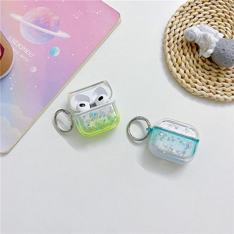 For Apple AirPods 3 Bluetooth Earphone PC Protective Cover Cute Glitter Anti-drop Case - Blue