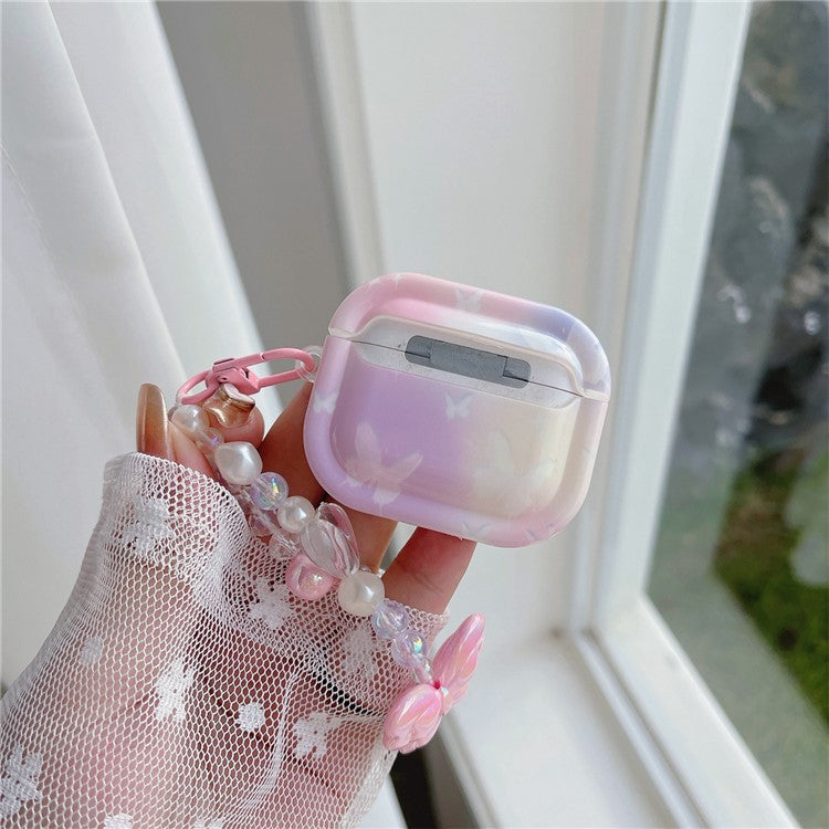 For Apple AirPods Pro Butterfly Pattern Earphone Case Bluetooth Earbud IMD TPU Cover with Pendant