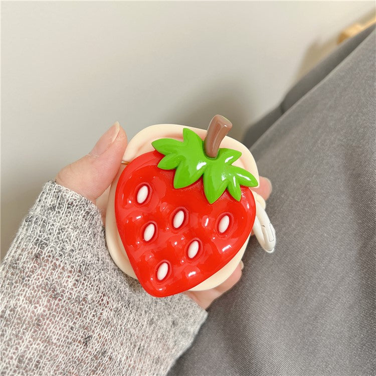 Creative Fruit Earphone Case for Apple AirPods with Charging Case (2016) / (2019) / AirPods with Wireless Charging Case (2019) Silicone Cover with Buckle - Strawberry