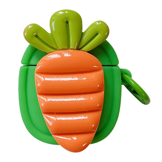 Creative Fruit Earphone Case for Apple AirPods with Charging Case (2016) / (2019) / AirPods with Wireless Charging Case (2019) Silicone Cover with Buckle - Carrot
