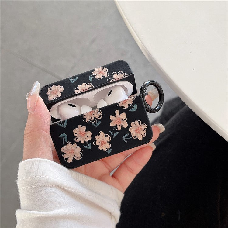 Earphone Case for Apple AirPods Pro / Pro 2 , Daisy Pattern Leather+TPU Bluetooth Earbud Cover with Ring Buckle