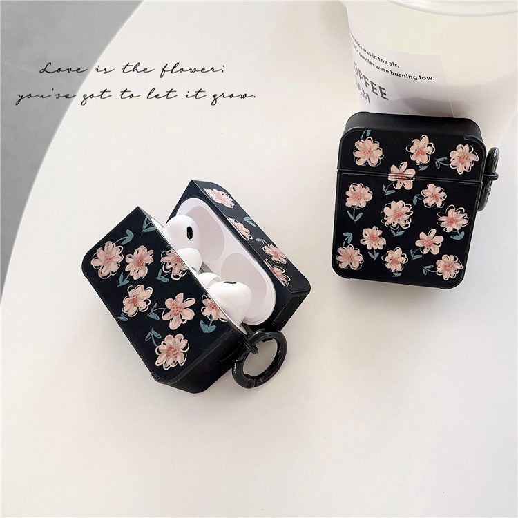 Earphone Case for Apple AirPods Pro / Pro 2 , Daisy Pattern Leather+TPU Bluetooth Earbud Cover with Ring Buckle