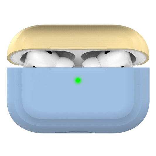 AHASTYLE PT-P2 For AirPods with Wireless Charging Case (2019) / AirPods with Charging Case (2019) / (2016) Splittable Silicone Cover - Lake Blue+Yellow