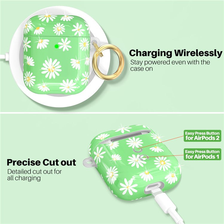 AHASTYLE PT-LC142-A-DY For AirPods with Wireless Charging Case (2019) / AirPods with Charging Case (2019) / (2016) Splittable Cover TPU Case - Green