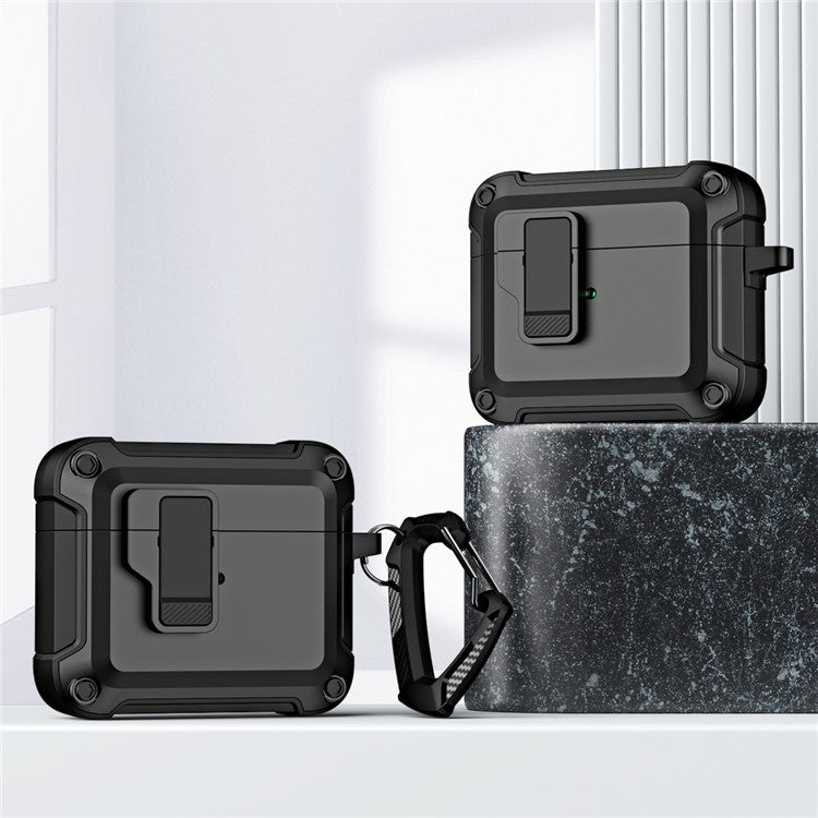 Anti-Drop TPU+PC Case for Apple AirPods 3 Bluetooth Headset Charging Case Cover with Buckle - Yellow