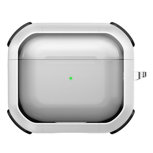 For Apple AirPods 3 Bluetooth Earphone Protective Case PC+TPU Transparent Earbud Cover with Carabiner - White