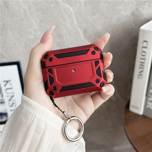 Earphone Cover for AirPods Pro Military Drop-proof TPU+PC Earbuds Protective Case Skin with Buckle - Red