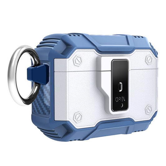 For AirPods Pro 2 Charging Case Cover Button Lock Bluetooth Earbuds Protector with Metal Buckle - White