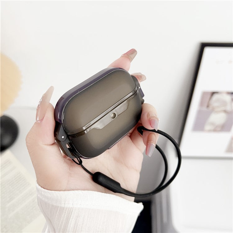 Leica Series Soft TPU Earphones Cover Protector for AirPods Pro 2 Dual Color Bluetooth Earbuds Case with Strap - Purple