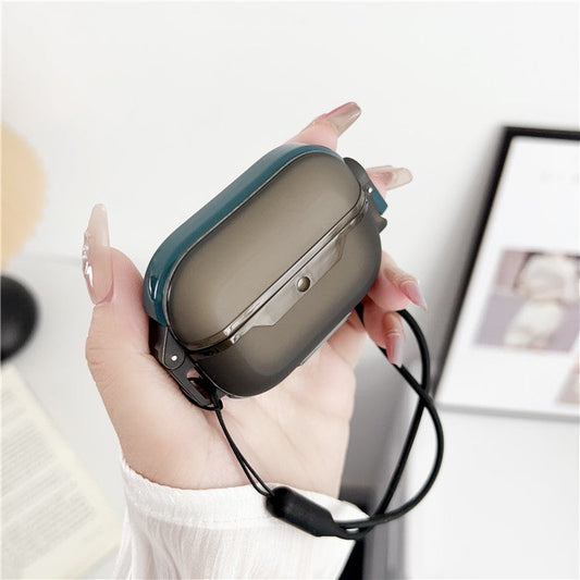 Leica Series Soft TPU Earphones Cover Protector for AirPods Pro 2 Dual Color Bluetooth Earbuds Case with Strap - Green