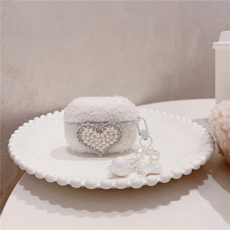 For Apple AirPods Pro Protective Cover TPU+Fluffy Warm Carrying Case with Pendant