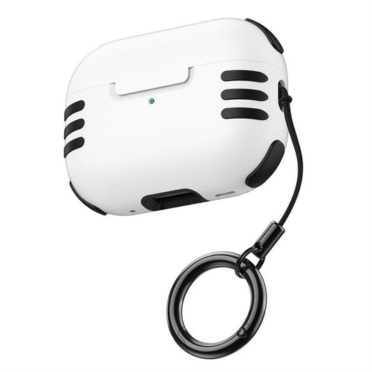 Dustproof Case for AirPods Pro 2 Bluetooth Earbud Hard PC Cover with Hanging Buckle - White