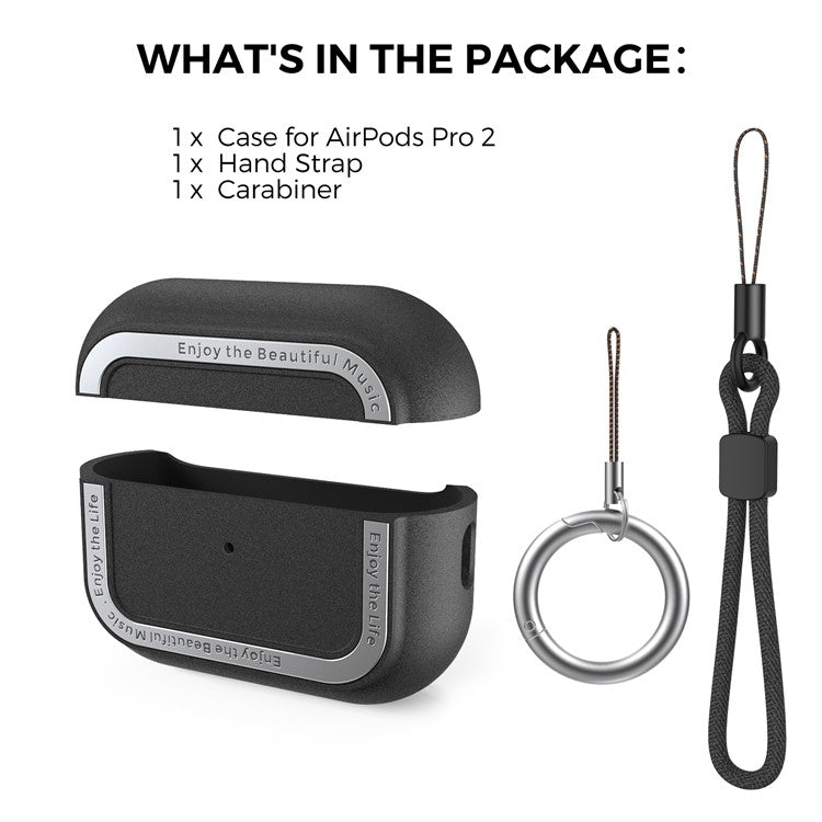 AHASTYLE JY09 For AirPods Pro 2 Protective Case TPU+Aluminum Alloy Split Type Earphone Cover - Black