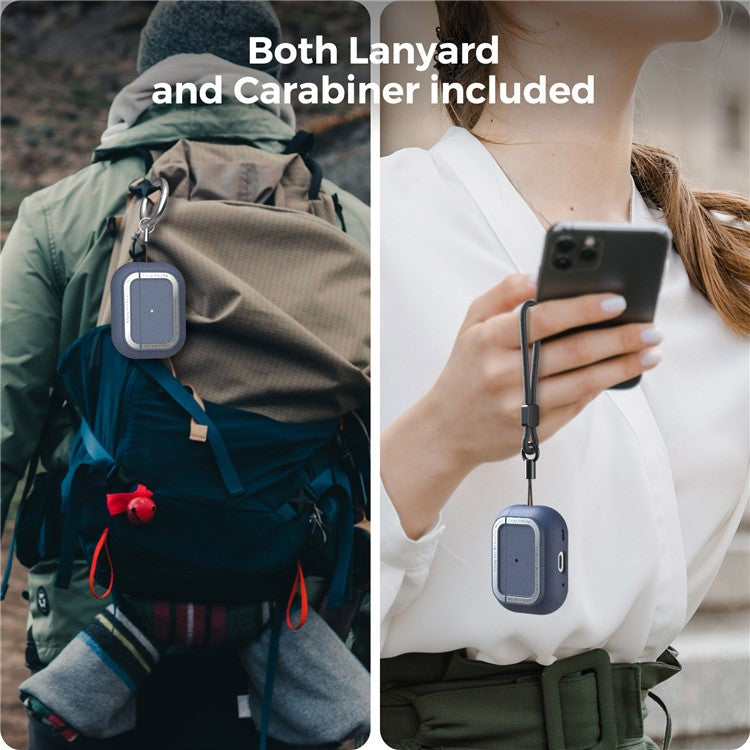 AHASTYLE JY09 For AirPods Pro 2 Protective Case TPU+Aluminum Alloy Split Type Earphone Cover - Midnight Blue