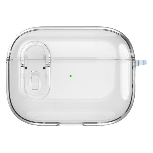 For Apple AirPods 3 Bluetooth Earphone Case Buckle Design Clear TPU Cover with Carabiner - Transparent