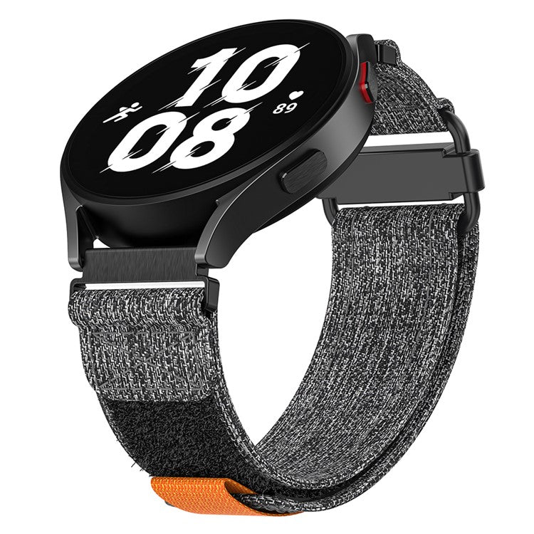 For Samsung Galaxy Watch5  /  Watch 5 Pro  /  Watch 4  /  Watch 4 Classic Canvas Watchband 20mm Loop Strap - Black  /  Grey