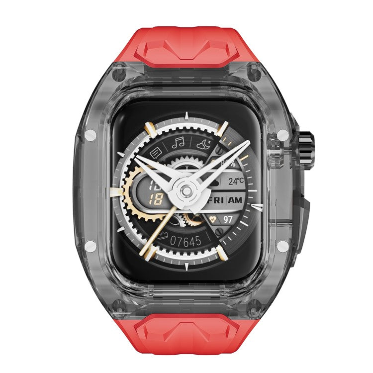 For Apple Watch 9  /  8  /  7 45mm  /  SE (2023)  /  SE (2022)  /  SE  /  6  /  5  /  4 44mm TPU Watch Band with PC Case - Red