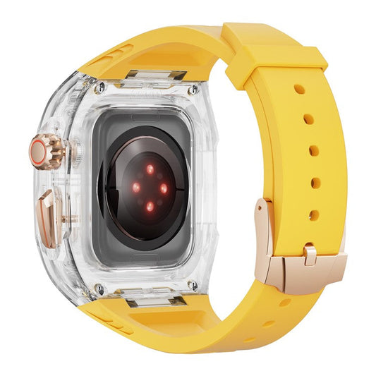 For Apple Watch 9  /  8  /  7 45mm  /  SE (2023)  /  SE (2022)  /  SE  /  6  /  5  /  4 44mm TPU Watch Band with PC Case - Yellow