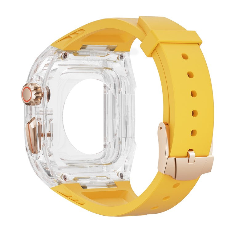 For Apple Watch 9  /  8  /  7 45mm  /  SE (2023)  /  SE (2022)  /  SE  /  6  /  5  /  4 44mm TPU Watch Band with PC Case - Yellow