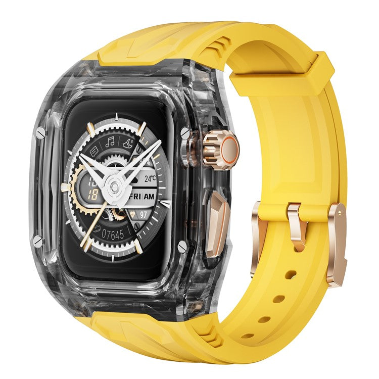 For Apple Watch 9  /  8  /  7 45mm  /  SE (2023)  /  SE (2022)  /  SE  /  6  /  5  /  4 44mm TPU Watch Band with PC Case - Yellow