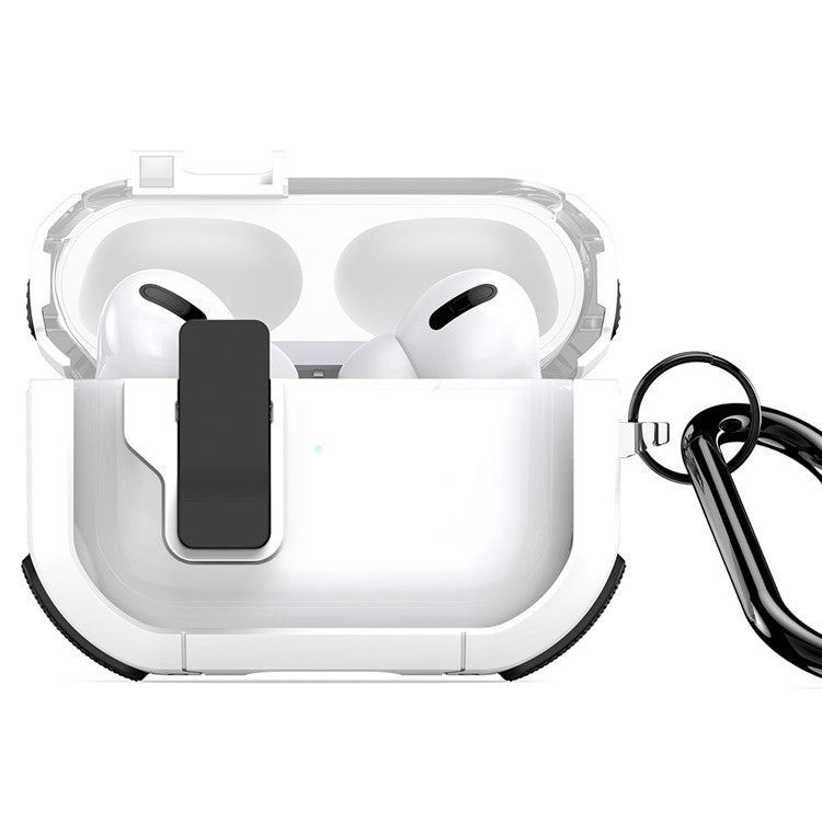 DUX DUCIS PECN Series for Apple AirPods Pro 2 Earphone Case Dual Color Earbud Cover with Hook - White+Black