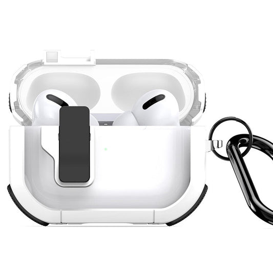 DUX DUCIS PECN Series for Apple AirPods Pro 2 Earphone Case Dual Color Earbud Cover with Hook - White+Black