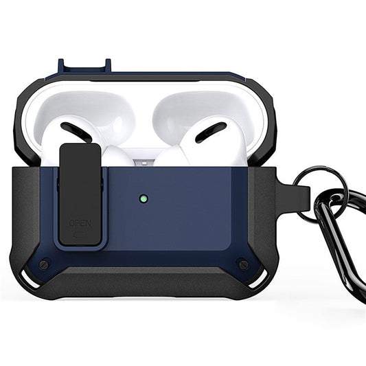 DUX DUCIS PECO Series for Apple AirPods Pro Earbuds Cover Secure Lock Design Shockproof Shell - Black+Blue
