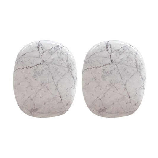 For AirPods Max 2024 (USB-C) / Max 1 Pair Marble Pattern Soft TPU Headphone Earmuff Shell Protective Cover - White