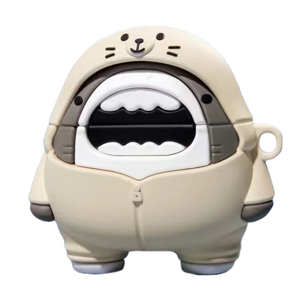 For Xiaomi Redmi Buds 4 Lite Cute Cartoon Anti-drop Cover Bluetooth Earphone Silicone Shell - White Hoodie Shark