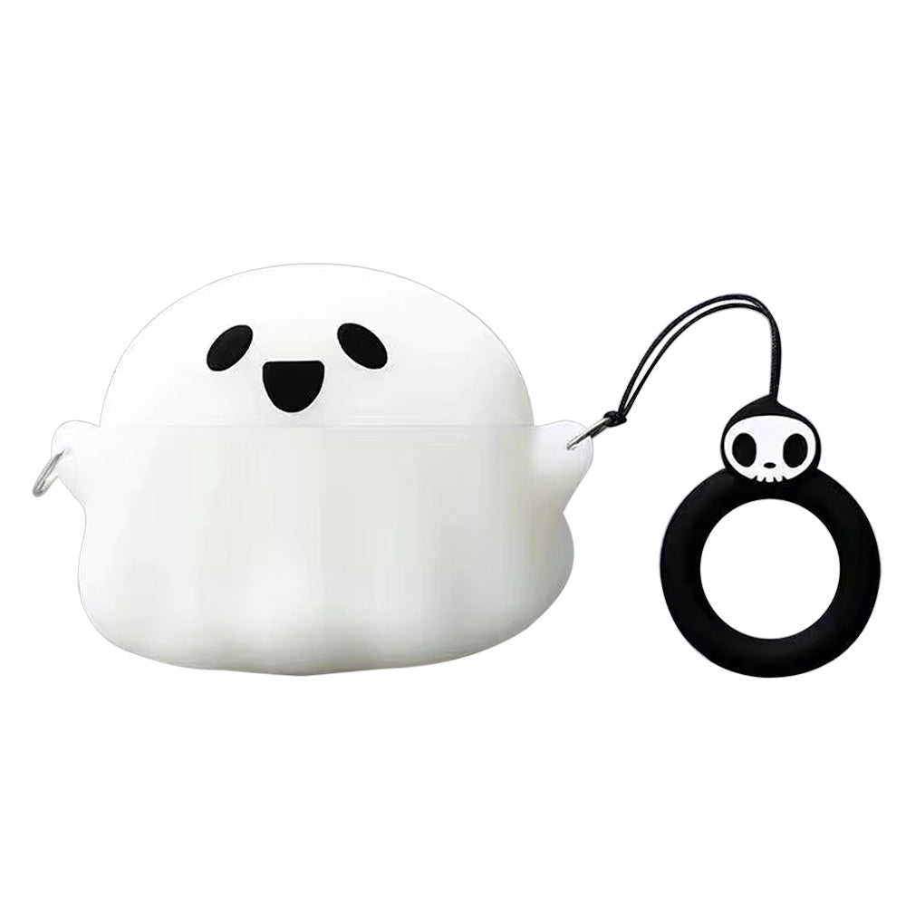 For Xiaomi Redmi Buds 4 Lite Cute Cartoon Anti-drop Cover Bluetooth Earphone Silicone Shell - White Ghost