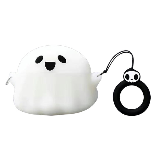 For Xiaomi Redmi Buds 4 Lite Cute Cartoon Anti-drop Cover Bluetooth Earphone Silicone Shell - White Ghost