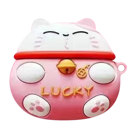 No.3 Silicone Sleeve for Huawei FreeBuds Clip Earphone Cute Cartoon Protective Cover - Pink Lucky Cat