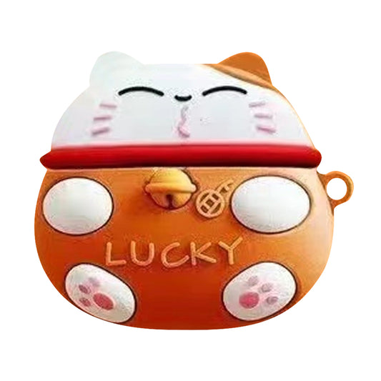 No.3 Silicone Sleeve for Huawei FreeBuds Clip Earphone Cute Cartoon Protective Cover - Gold Lucky Cat