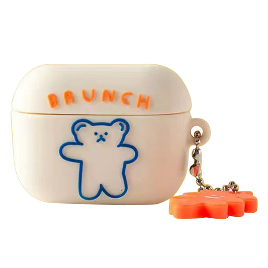 No.1 Earphone Cover for Huawei FreeBuds 4i Drop-proof Cute Cartoon Shape Silicone Sleeve - White Bear