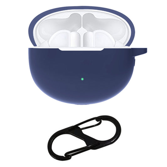 For Huawei FreeBuds 4i Bluetooth Earphone Silicone Case Anti-drop Cover with Hanging Buckle - Dark Blue