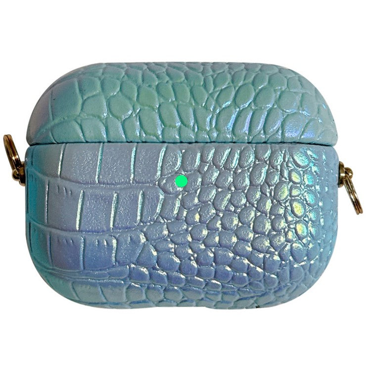 For AirPods Pro 2 Bluetooth Earphone Case Colorful PU Leather+PC Shell Charging Bin Sleeve - Baby Blue