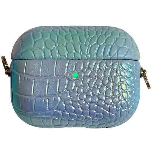 For AirPods Pro 2 Bluetooth Earphone Case Colorful PU Leather+PC Shell Charging Bin Sleeve - Baby Blue