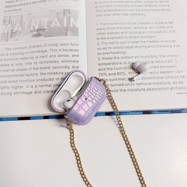 For AirPods Pro 2 Bluetooth Earphone Case Colorful PU Leather+PC Shell Charging Bin Sleeve - Baby Blue