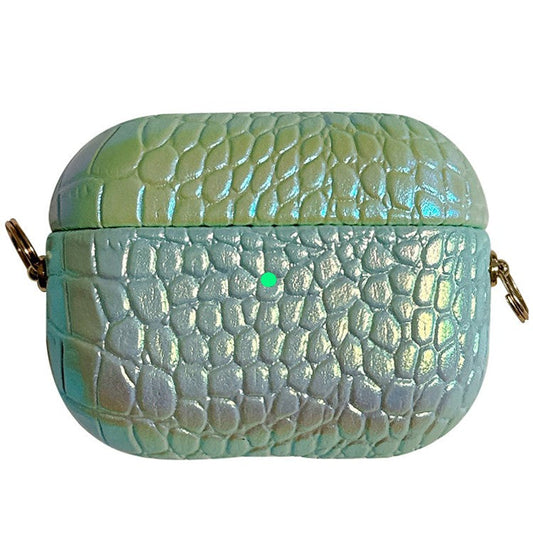 For AirPods Pro 2 Bluetooth Earphone Case Colorful PU Leather+PC Shell Charging Bin Sleeve - Green