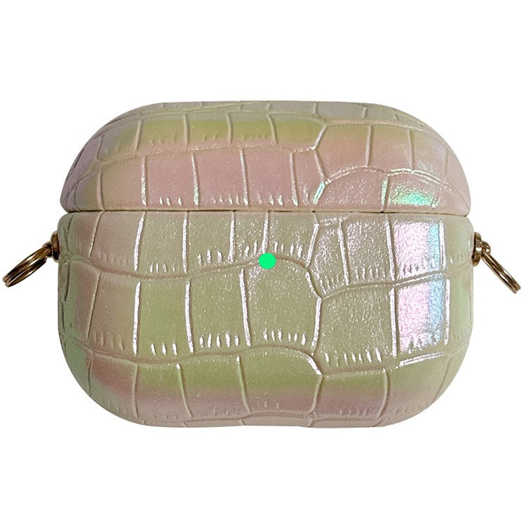 For Apple AirPods Pro Colorful Crocodile Texture PU Leather+PC Charging Bin Protective Case - Rose Gold