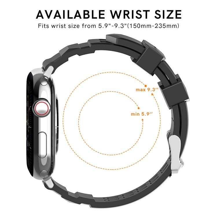 AHASTYLE WA12 Watch Strap for Apple Watch Series 10 46mm / Ultra 2 Ultra 49mm /  Series 9 8 7 45mm / 6 5 4 SE (2023) SE (2022) SE 44mm / 3 2 1 42mm Silicone Watchband - Black