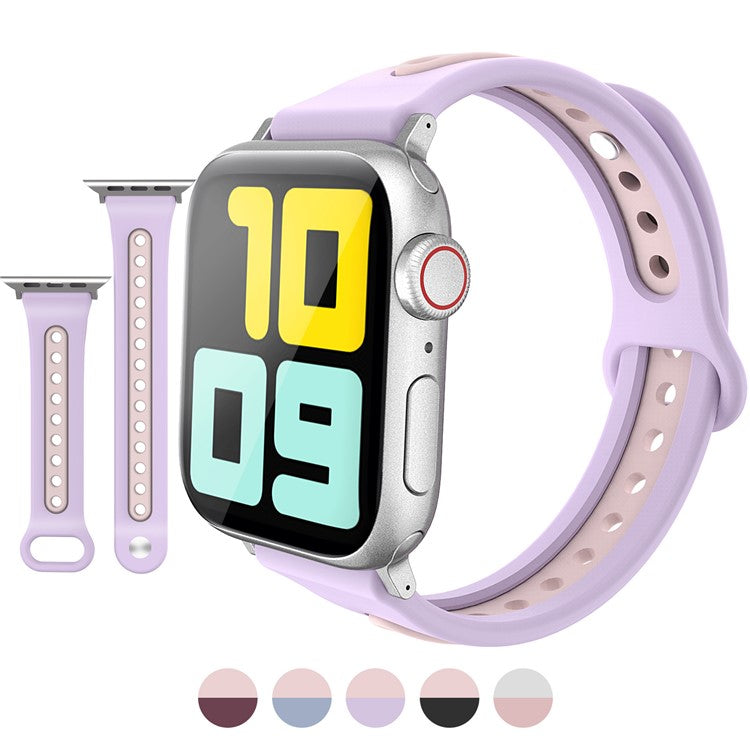 AHASTYLE WA13 Watch Band for Apple Watch Series 10 42mm / 9 8 7 41mm / SE (2023) SE (2022) SE 6 5 4 40mm / 3 2 1 38mm Silicone Strap Dual Color - Purple