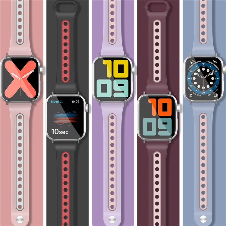 AHASTYLE WA13 Watch Band for Apple Watch Series 10 42mm / 9 8 7 41mm / SE (2023) SE (2022) SE 6 5 4 40mm / 3 2 1 38mm Silicone Strap Dual Color - Purple