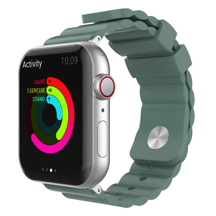 AHASTYLE WA02 Watch Band for Apple Watch Series 10 42mm / 9 8 7 41mm / SE (2023) SE (2022) SE 6 5 4 40mm / 3 2 1 38mm Silicone Replacement Straps - Pine Needle Green